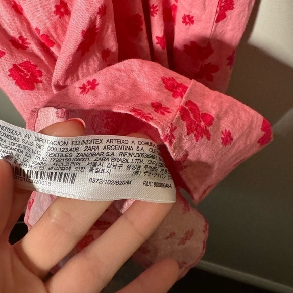 Zara pink ruffled printed mini dress M - Picture 6 of 7